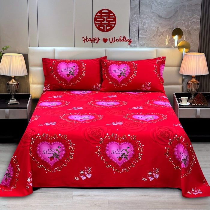 91家纺网 家纺一手货源 找家纺 居美良品 2025新款婚庆100全棉纯棉大红磨毛四件套 miss玫瑰