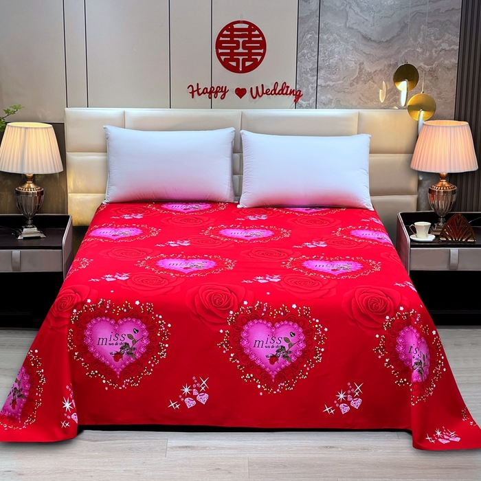 91家纺网 家纺一手货源 找家纺 居美良品 2025新款婚庆100全棉纯棉大红磨毛四件套 miss玫瑰