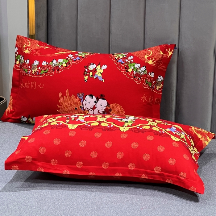 91家纺网 家纺一手货源 找家纺 居美良品 2025新款婚庆100全棉纯棉大红磨毛四件套 百子百福