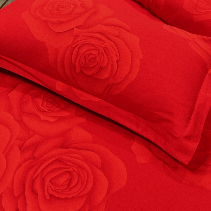 91家纺网 家纺一手货源 找家纺 居美良品 2025新款婚庆100全棉纯棉大红磨毛四件套 百年好合