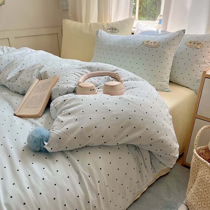 91家纺网 家纺一手货源 找家纺 （总）桃心家居 2025新款A类ins云柔水洗棉织标混搭蝴蝶结毛球少女奶呼呼仙气四件套系列