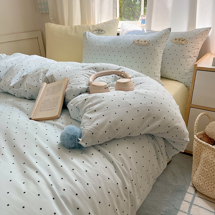 91家纺网 家纺一手货源 找家纺 （总）桃心家居 2025新款A类ins云柔水洗棉织标混搭蝴蝶结毛球少女奶呼呼仙气四件套系列