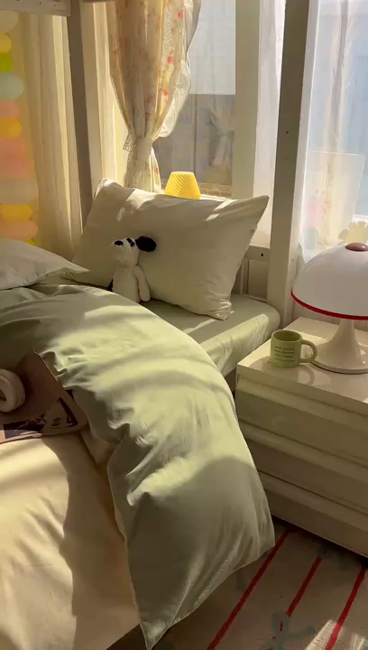 91家纺网 家纺一手货源 找家纺 （总）爱彼家纺 2025新款40支纯色全棉纯棉学生宿舍六件套