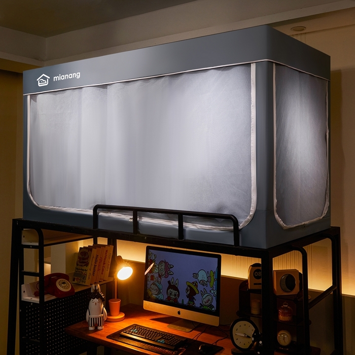 91家纺网 家纺一手货源 找家纺 卓尔居 2025新款学生遮光床帘学生蚊帐-非凡大师系列 非凡大师-蓝灰