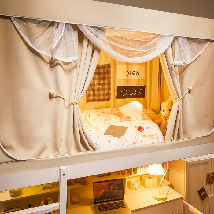 91家纺网 家纺一手货源 找家纺 卓尔居 2025新款学生遮光床帘学生蚊帐-非凡大师系列 非凡大师-米色