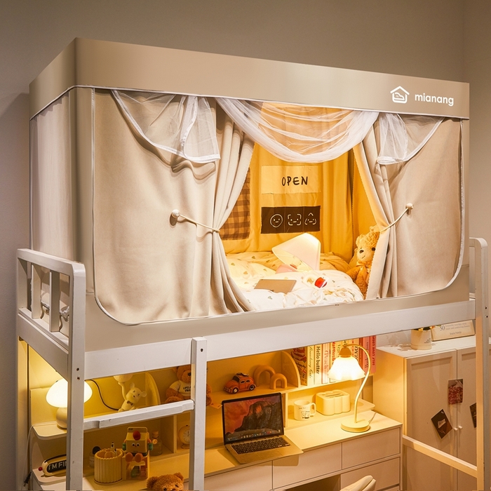 91家纺网 家纺一手货源 找家纺 卓尔居 2025新款学生遮光床帘学生蚊帐-非凡大师系列 非凡大师-米色