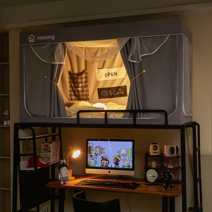 91家纺网 家纺一手货源 找家纺 卓尔居 2025新款学生遮光床帘学生蚊帐-非凡大师系列 非凡大师-灰色