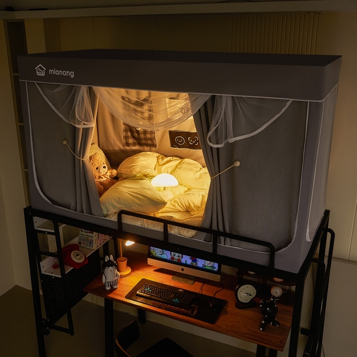 91家纺网 家纺一手货源 找家纺 卓尔居 2025新款学生遮光床帘学生蚊帐-非凡大师系列 非凡大师-灰色