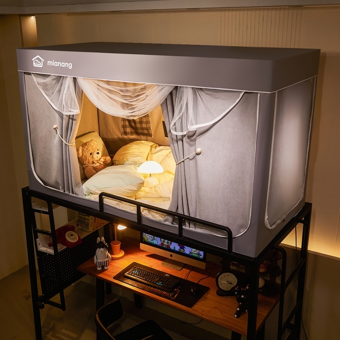 91家纺网 家纺一手货源 找家纺 卓尔居 2025新款学生遮光床帘学生蚊帐-非凡大师系列 非凡大师-灰色