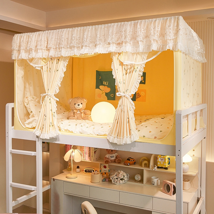 91家纺网 家纺一手货源 找家纺 （总）富莱星蚊帐 2025新款无涂层温和植绒强遮光学生蚊帐-浅语