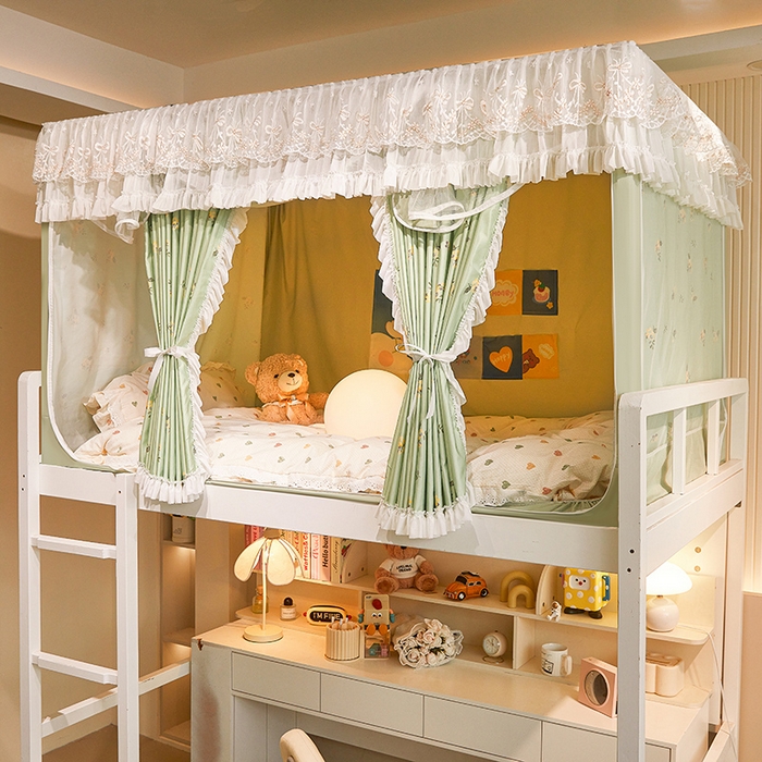 91家纺网 家纺一手货源 找家纺 （总）富莱星蚊帐 2025新款无涂层温和植绒强遮光学生蚊帐-浅语