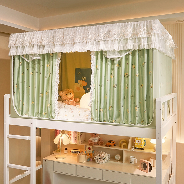 91家纺网 家纺一手货源 找家纺 富莱星蚊帐 2025新款无涂层温和植绒强遮光学生蚊帐-浅语 浅语-抹茶绿