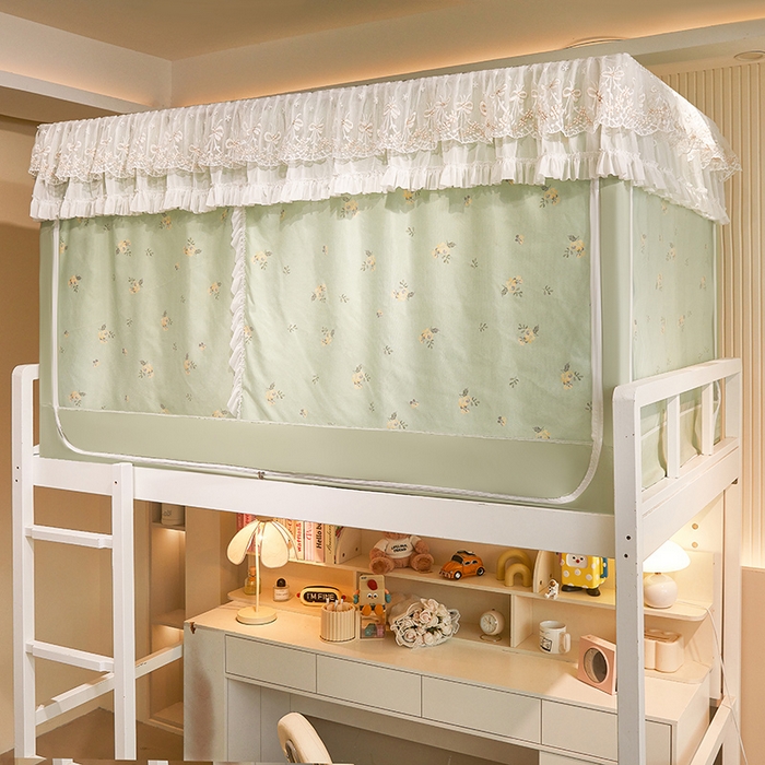 91家纺网 家纺一手货源 找家纺 富莱星蚊帐 2025新款无涂层温和植绒强遮光学生蚊帐-浅语 浅语-抹茶绿