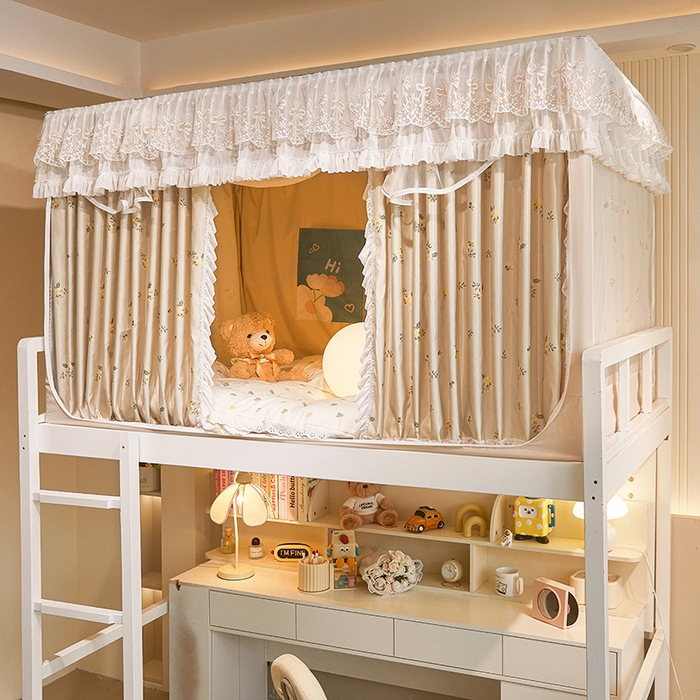 91家纺网 家纺一手货源 找家纺 富莱星蚊帐 2025新款无涂层温和植绒强遮光学生蚊帐-浅语 浅语-卡其