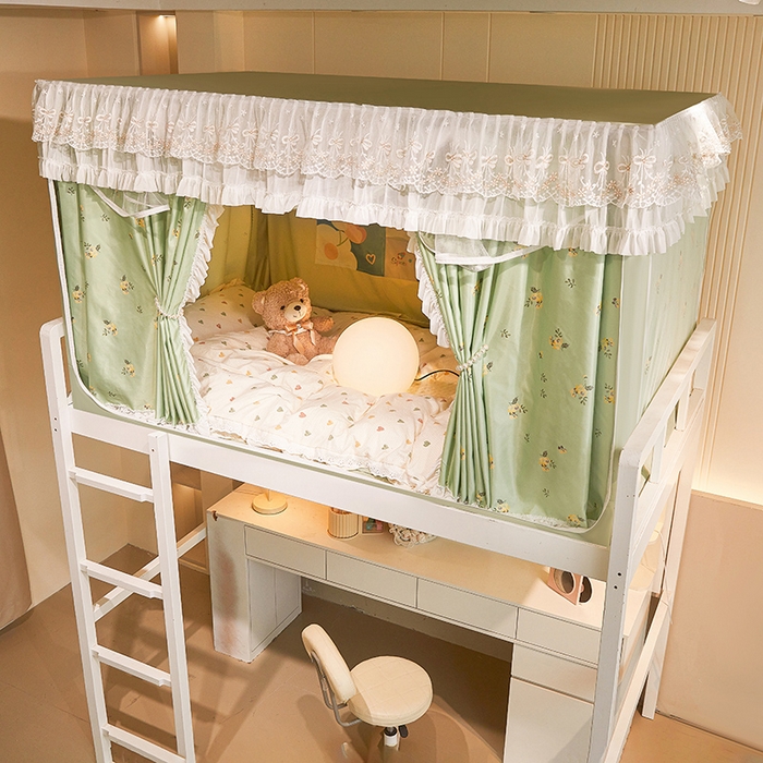 91家纺网 家纺一手货源 找家纺 富莱星蚊帐 2025新款无涂层温和植绒强遮光学生蚊帐-浅语 浅语-抹茶绿