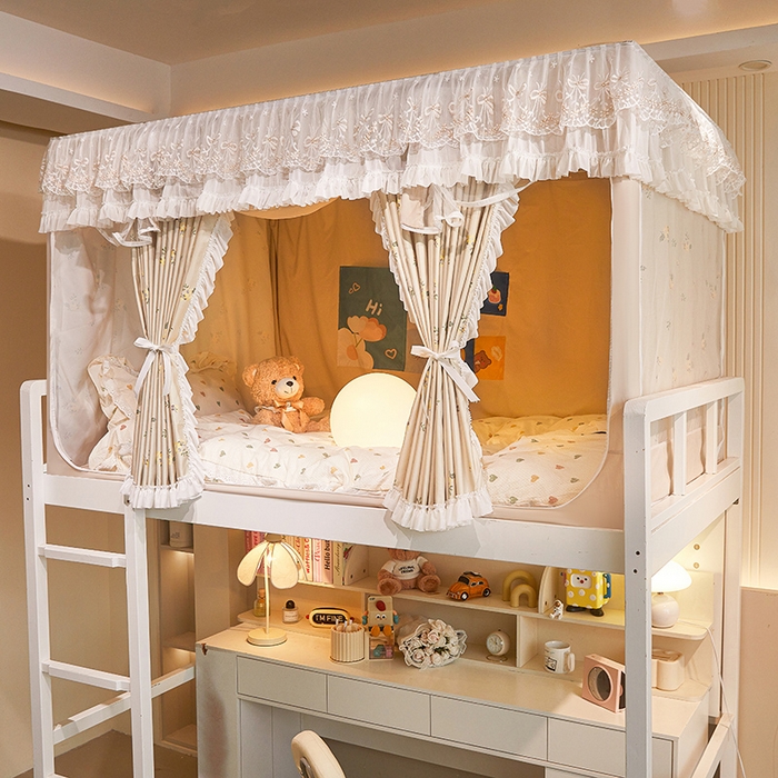 富莱星蚊帐 2025新款无涂层温和植绒强遮光学生蚊帐-浅语 浅语-卡其