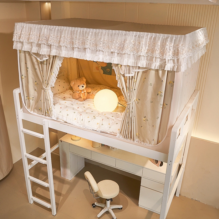 91家纺网 家纺一手货源 找家纺 富莱星蚊帐 2025新款无涂层温和植绒强遮光学生蚊帐-浅语 浅语-卡其