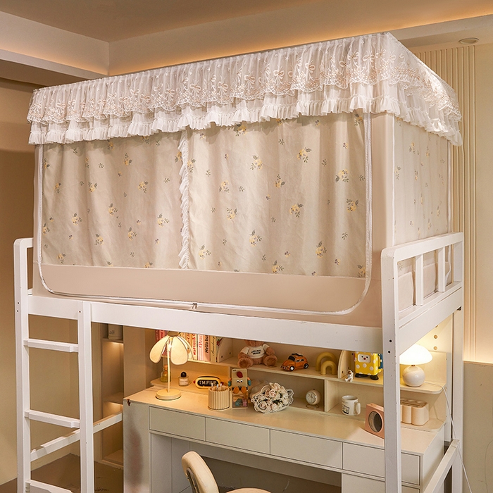 91家纺网 家纺一手货源 找家纺 富莱星蚊帐 2025新款无涂层温和植绒强遮光学生蚊帐-浅语 浅语-卡其