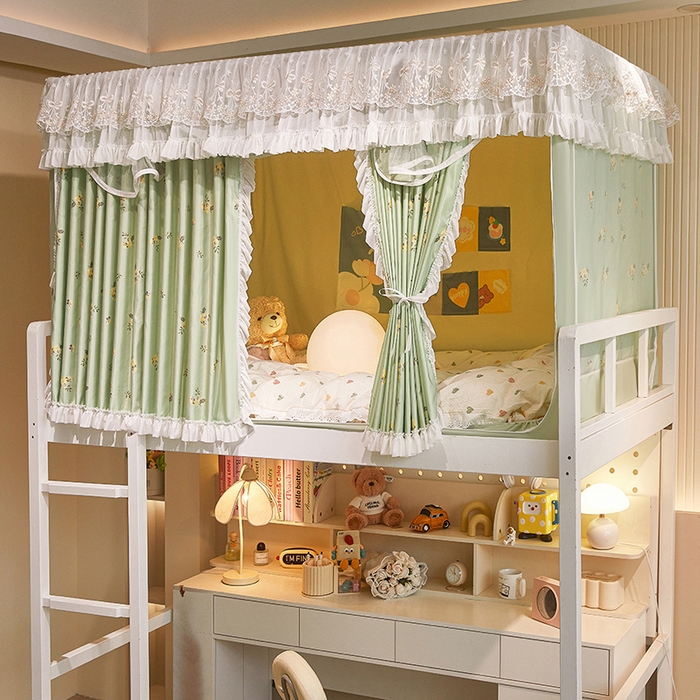 91家纺网 家纺一手货源 找家纺 富莱星蚊帐 2025新款无涂层温和植绒强遮光学生蚊帐-浅语 浅语-抹茶绿