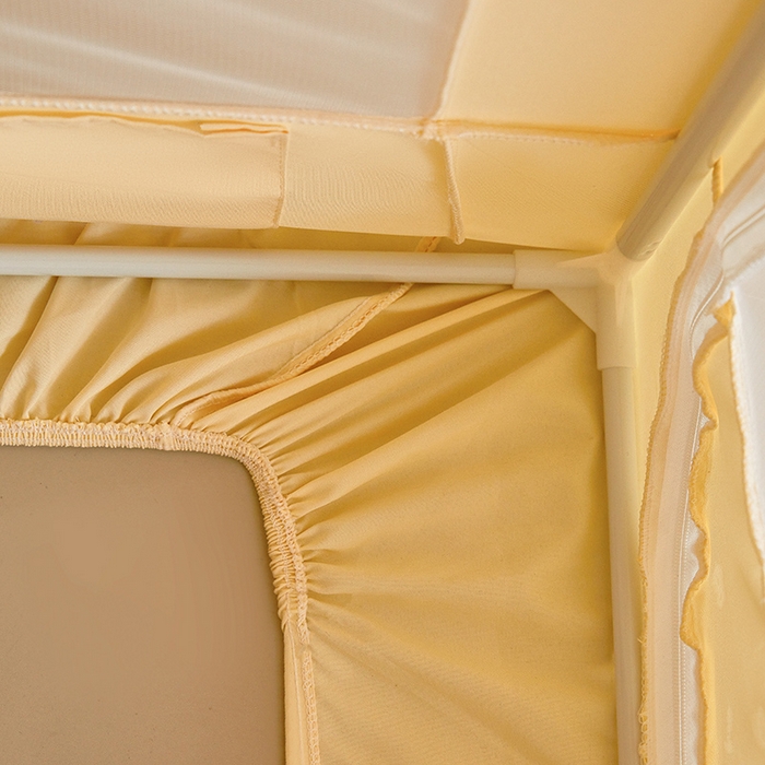 91家纺网 家纺一手货源 找家纺 富莱星蚊帐 2025新款无涂层温和植绒强遮光学生蚊帐-浅语 浅语-米黄