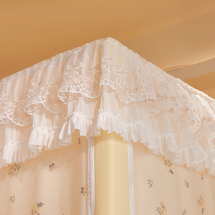 91家纺网 家纺一手货源 找家纺 富莱星蚊帐 2025新款无涂层温和植绒强遮光学生蚊帐-浅语 浅语-米黄