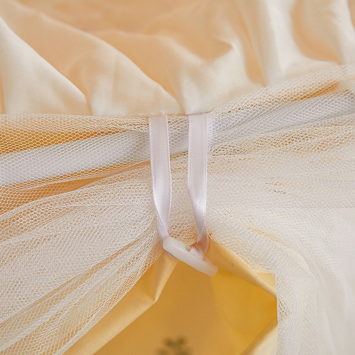 91家纺网 家纺一手货源 找家纺 富莱星蚊帐 2025新款无涂层温和植绒强遮光学生蚊帐-浅语 浅语-米黄