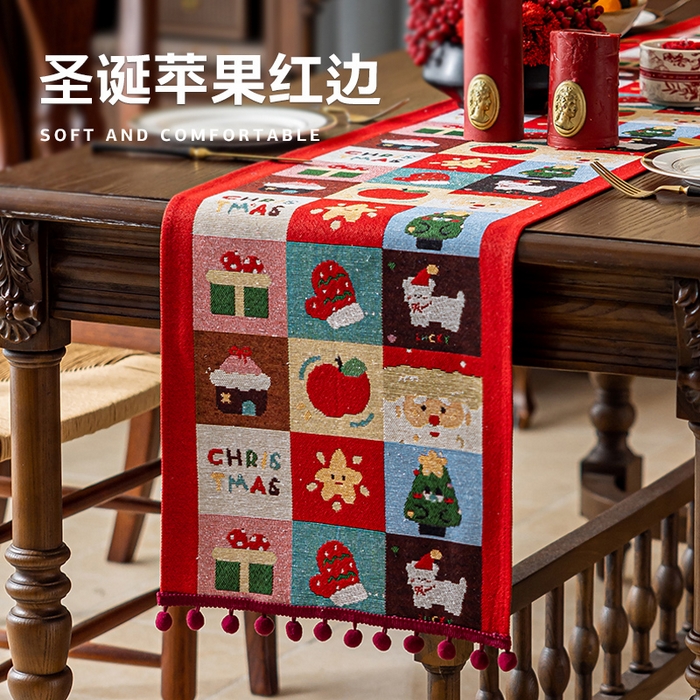 91家纺网 家纺一手货源 找家纺 （总）大梧2025新款圣诞绒球-桌旗