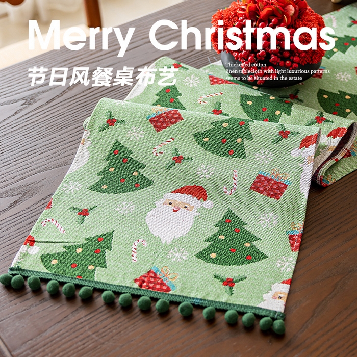 91家纺网 家纺一手货源 找家纺 （总）大梧2025新款圣诞绒球-桌旗