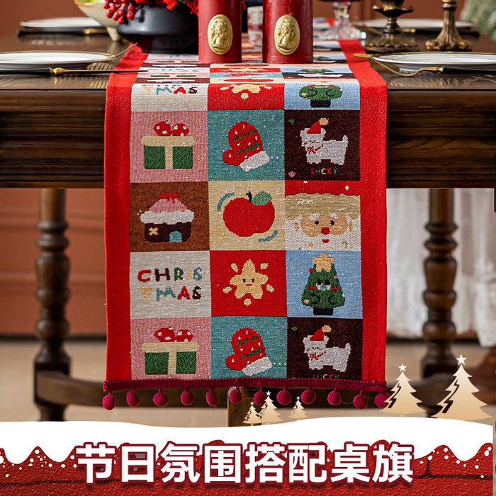 91家纺网 家纺一手货源 找家纺 （总）大梧2025新款圣诞绒球-桌旗