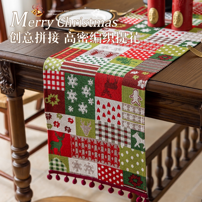 91家纺网 家纺一手货源 找家纺 （总）大梧2025新款圣诞绒球-桌旗