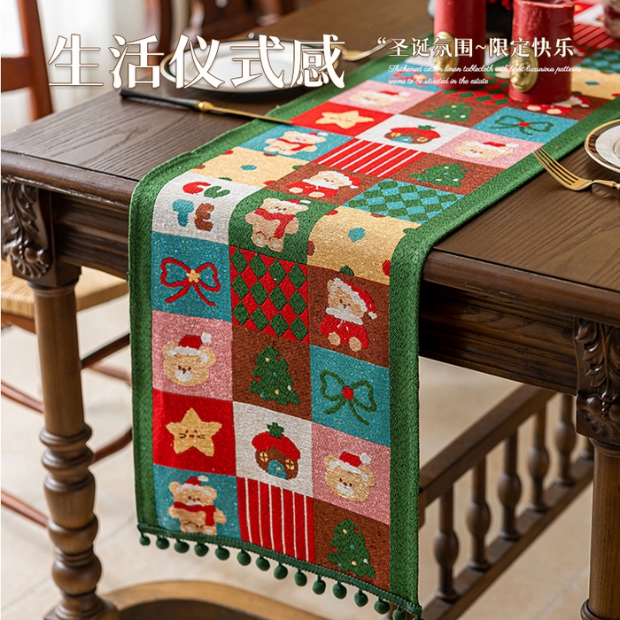 91家纺网 家纺一手货源 找家纺 （总）大梧2025新款圣诞绒球-桌旗