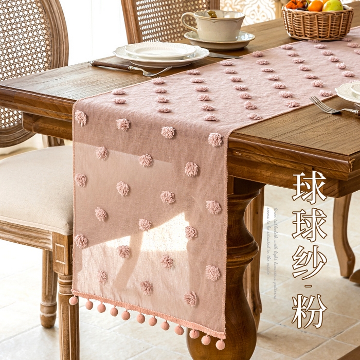 91家纺网 家纺一手货源 找家纺 （总）大梧2025新款球球纱桌旗