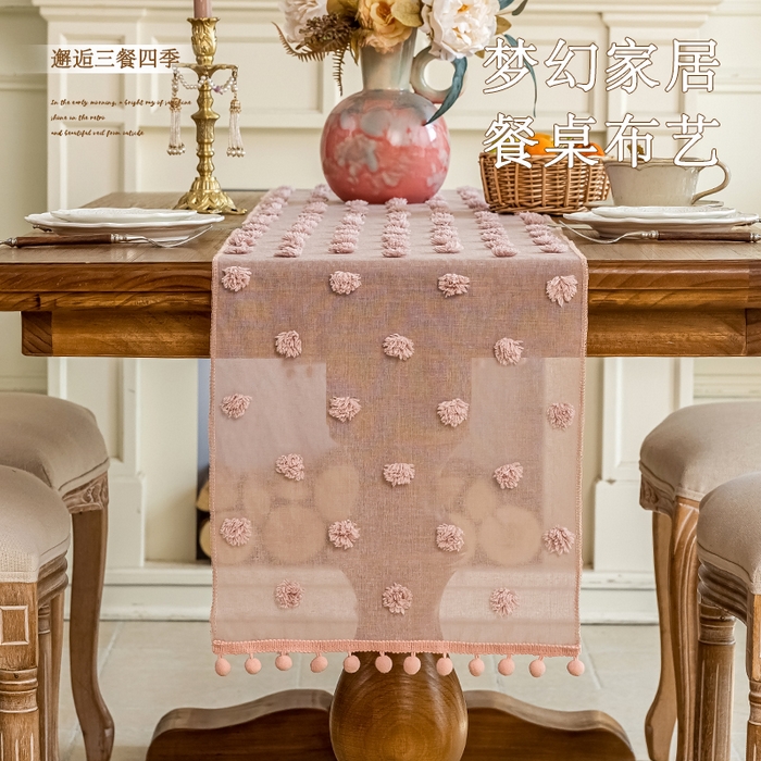 91家纺网 家纺一手货源 找家纺 （总）大梧2025新款球球纱桌旗