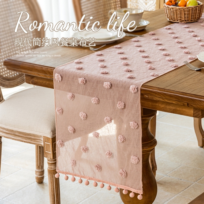 91家纺网 家纺一手货源 找家纺 （总）大梧2025新款球球纱桌旗