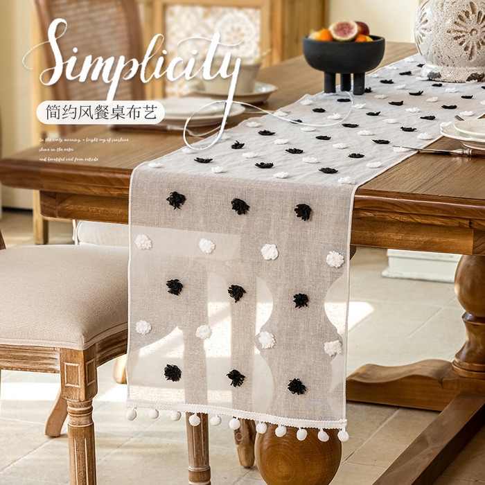 91家纺网 家纺一手货源 找家纺 （总）大梧2025新款球球纱桌旗