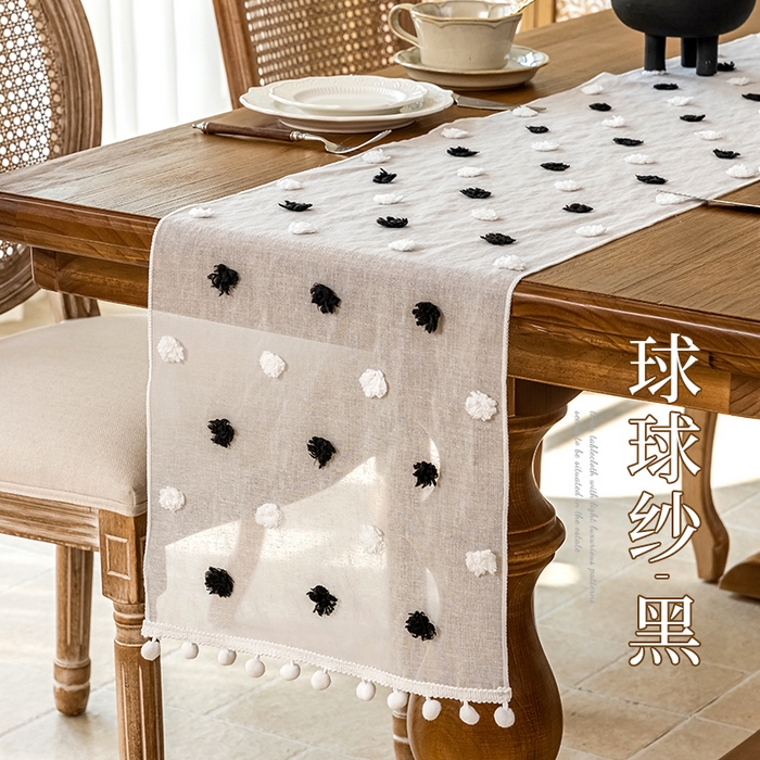 大梧2025新款球球纱桌旗 球球纱-黑