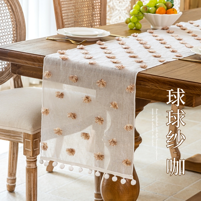 大梧2025新款球球纱桌旗 球球纱-咖