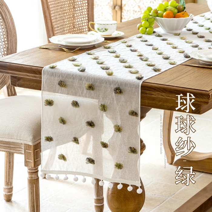 大梧2025新款球球纱桌旗 球球纱-绿