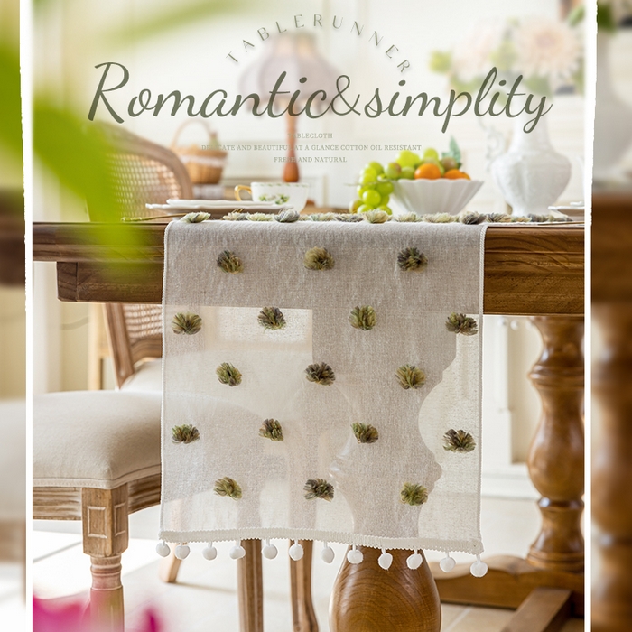 91家纺网 家纺一手货源 找家纺 大梧2025新款球球纱桌旗 球球纱-黑