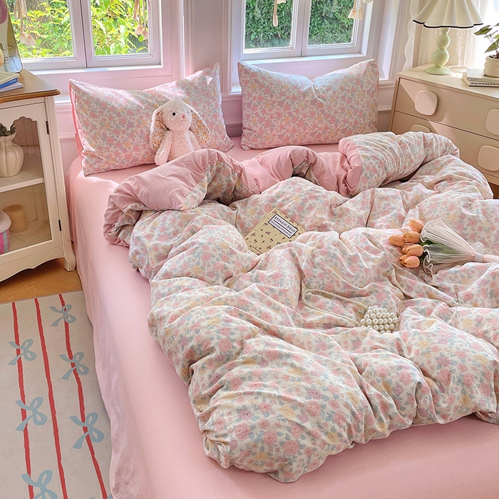 91家纺网 家纺一手货源 找家纺 （总）梦卓家纺 2025新款超柔云感双层纱四件套