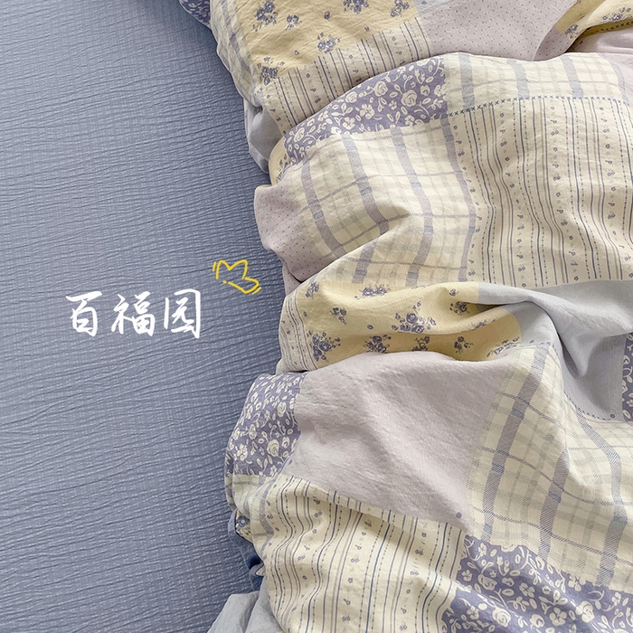 91家纺网 家纺一手货源 找家纺 梦卓家纺 2025新款超柔云感双层纱四件套 百福园