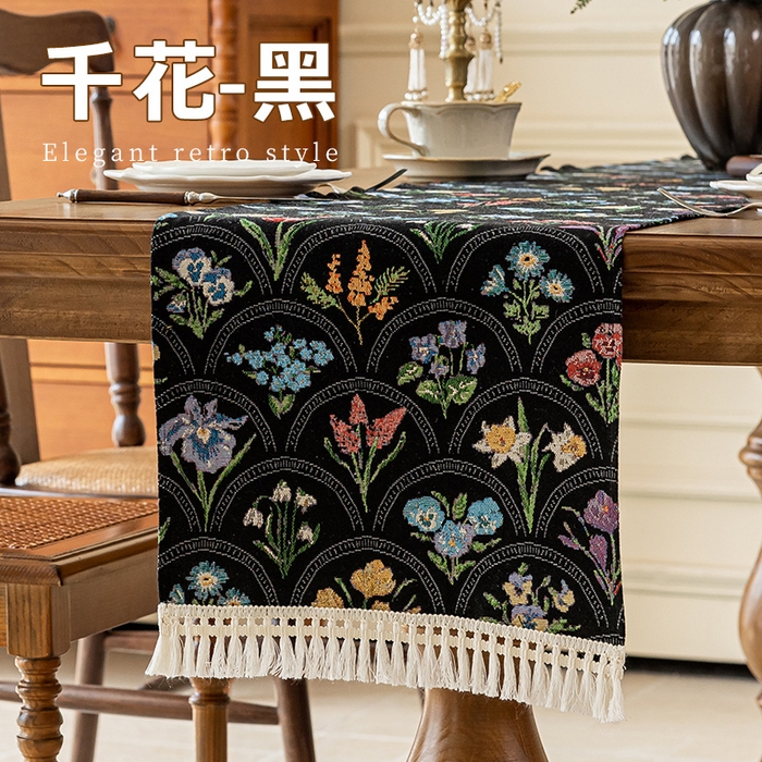大梧2025新款千花桌旗 千花-黑