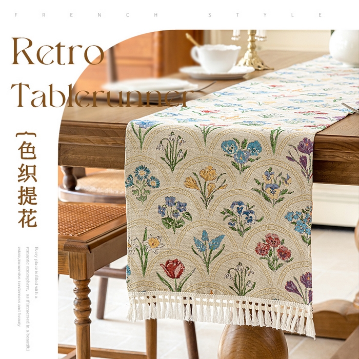 91家纺网 家纺一手货源 找家纺 大梧2025新款千花桌旗 千花-米