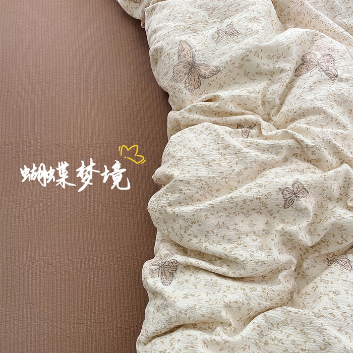 91家纺网 家纺一手货源 找家纺 梦卓家纺 2025新款超柔云感双层纱四件套 蝴蝶梦境