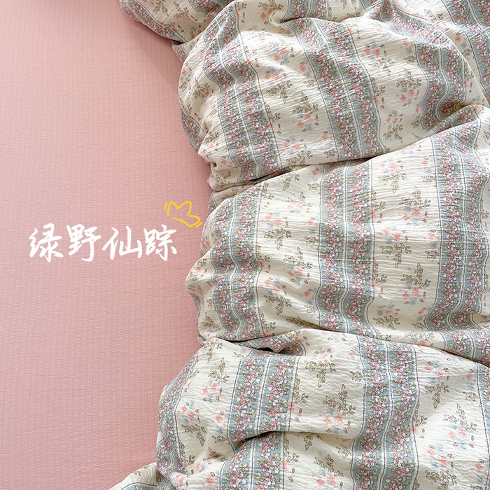 91家纺网 家纺一手货源 找家纺 梦卓家纺 2025新款超柔云感双层纱四件套 绿野仙踪