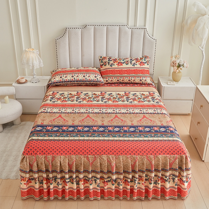 91家纺网 家纺一手货源 找家纺 （总）艾裙海2025新款印花床裙三件套 -可跨境