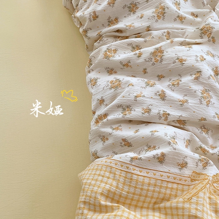 91家纺网 家纺一手货源 找家纺 梦卓家纺 2025新款超柔云感双层纱四件套 米娅