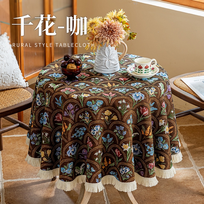 大梧2025新款千花桌布 千花-咖（圆桌）