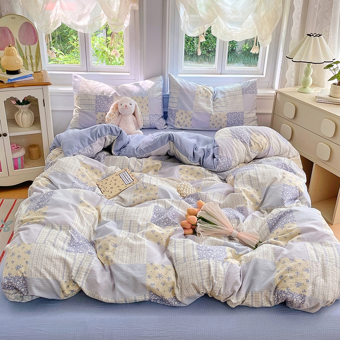 91家纺网 家纺一手货源 找家纺 梦卓家纺 2025新款超柔云感双层纱四件套 百福园