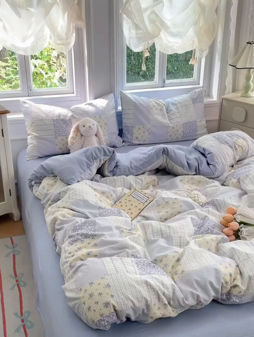 91家纺网 家纺一手货源 找家纺 梦卓家纺 2025新款超柔云感双层纱四件套 百福园